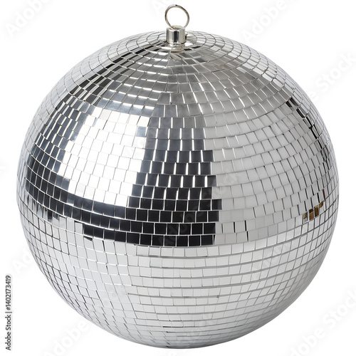 Silver Disco ball isolated on transparent background