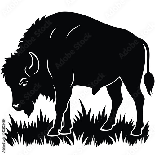 bison grazing silhouette