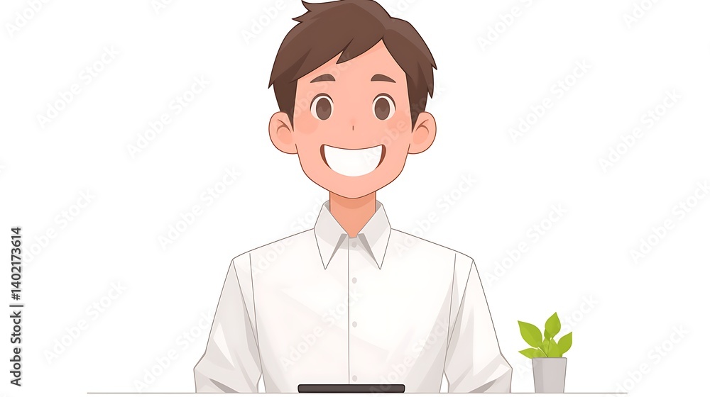 Happy Man at Desk Happy Man at Desk