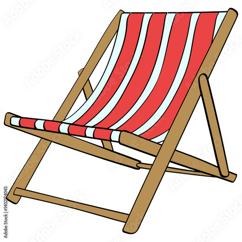beach chair style line and color cute doodle illustration