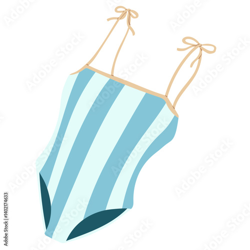 one piece swimsuit style color cute doodle illustration