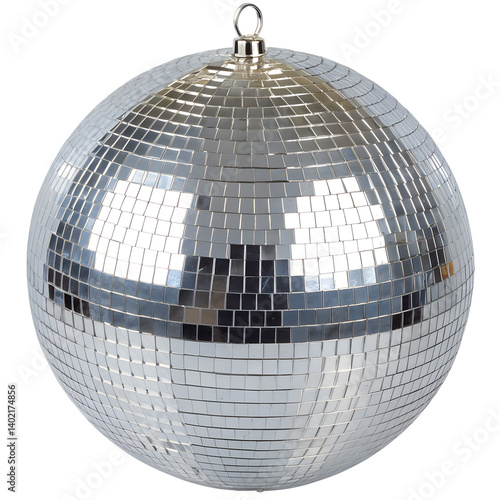 Silver Disco ball isolated on transparent background