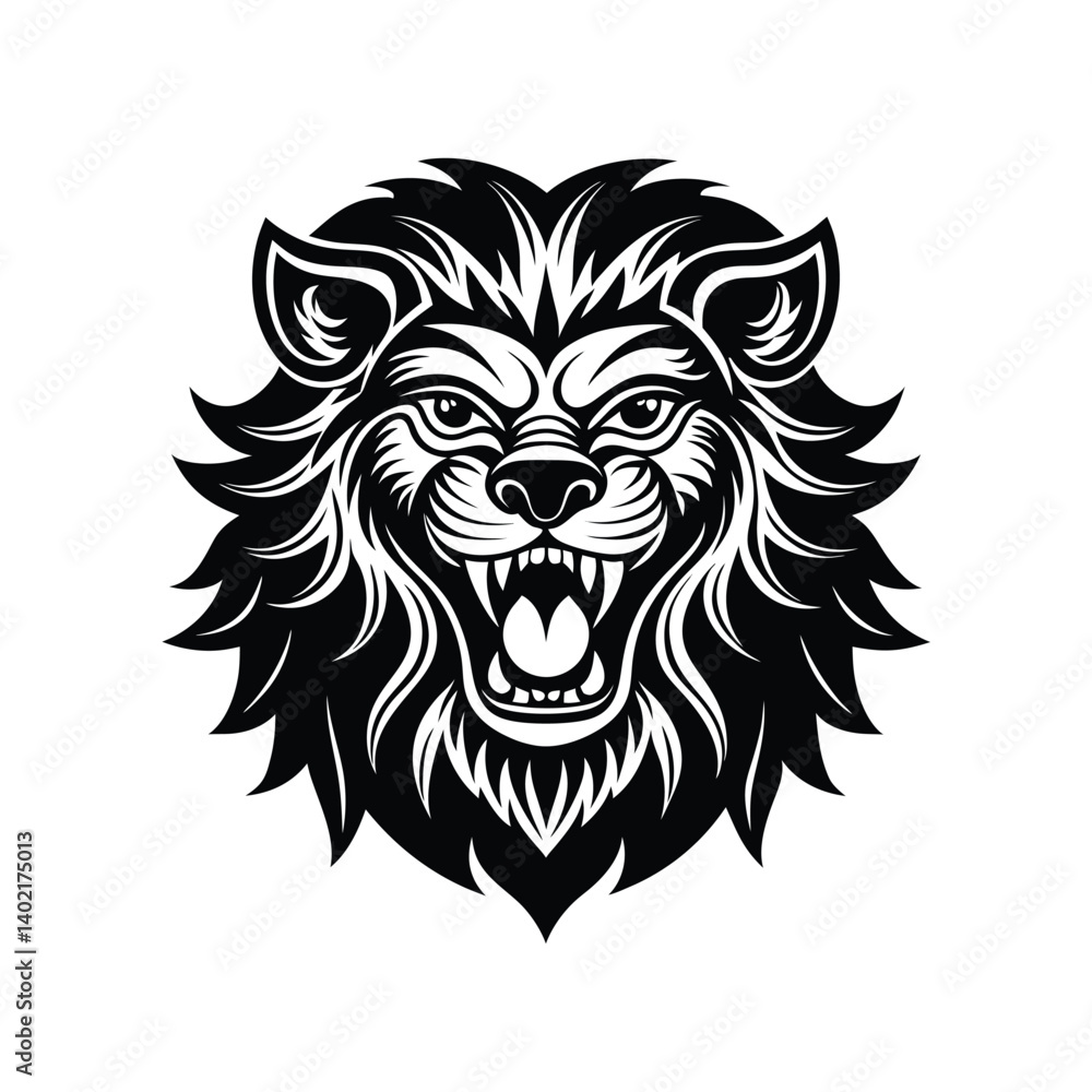 angry lion head silhouette vector illustration on white background angry lion head silhouette vector illustration on white background