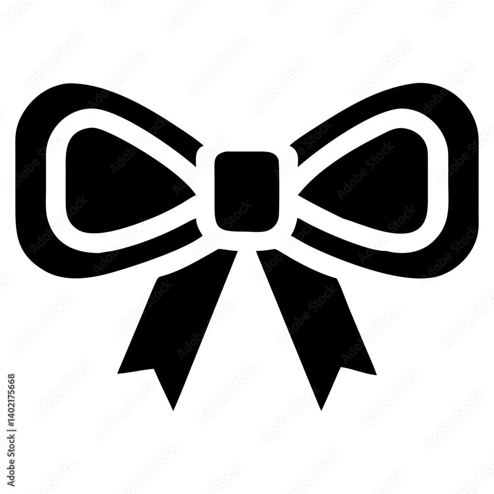 Simple hand drawn style black and white ribbon bow icon Simple hand drawn style black and white ribbon bow icon
