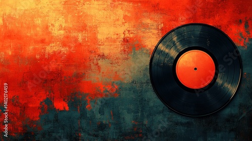 Vintage vinyl record on textured background