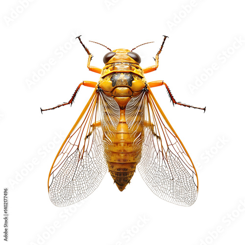 Obraz na płótnie Colorful cicada insect with transparent wings isolated w salonie