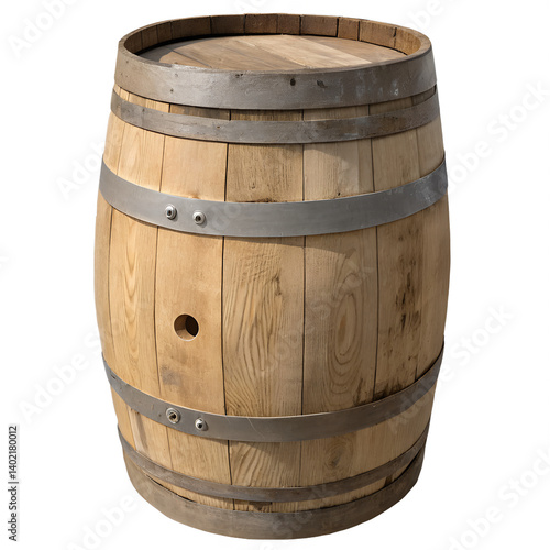 Wooden barrel on transparent background