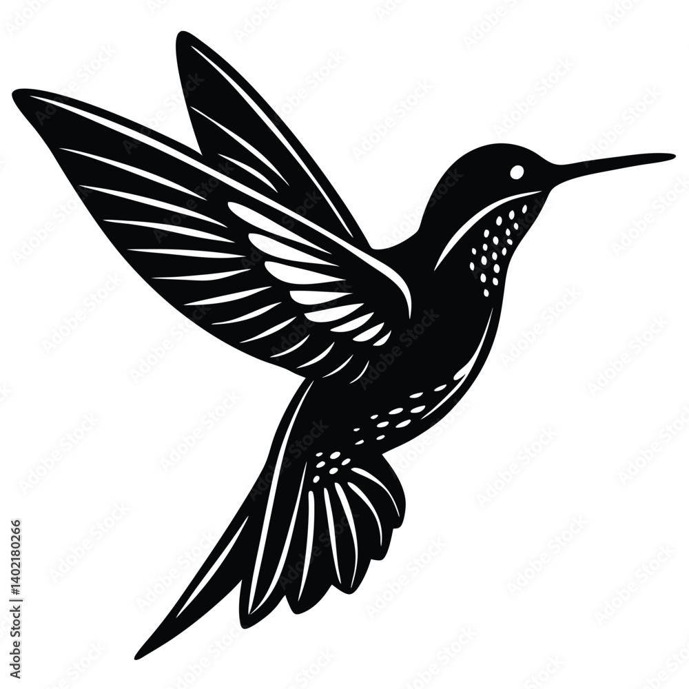 Obraz premium hummingbird hovering silhouette