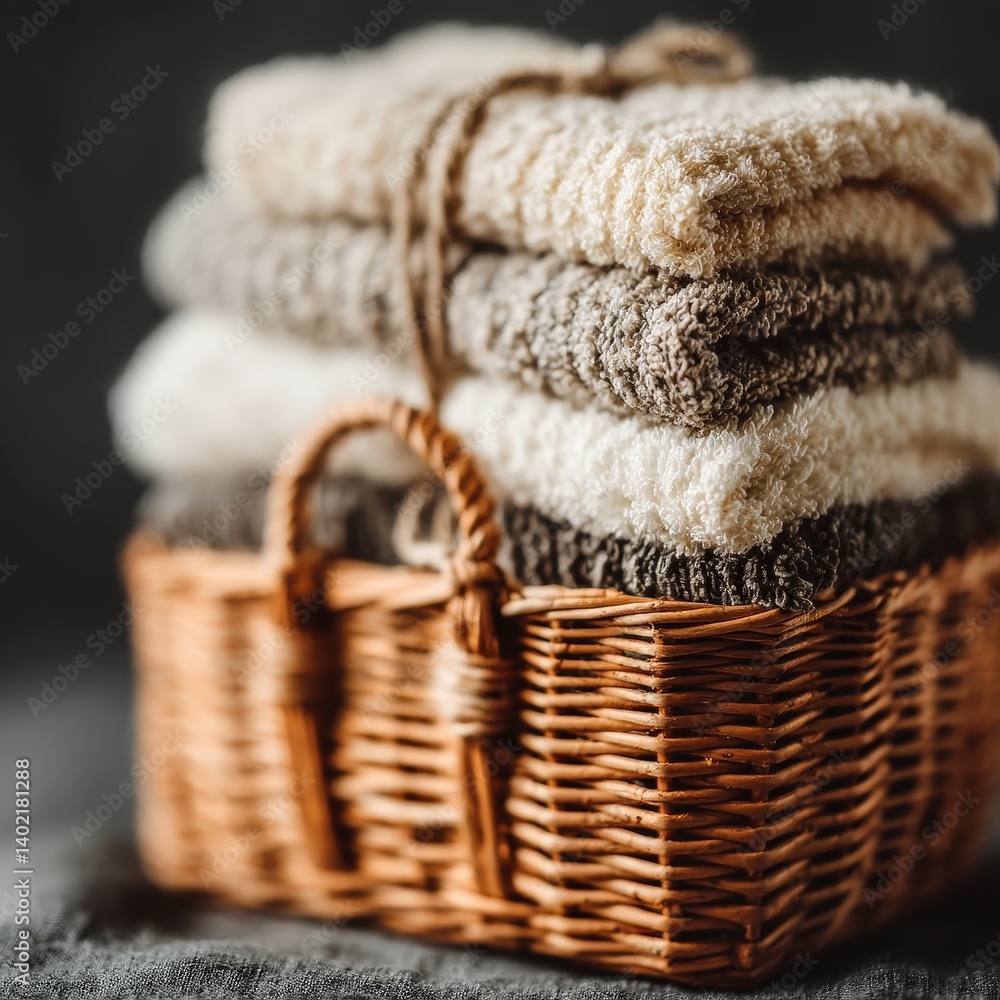 Spa Day Relaxation Soft Towels in Wicker Basket Spa Day Relaxation Soft Towels in Wicker Basket