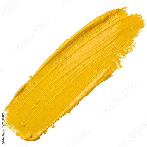 yellow paint stroke on transparent background