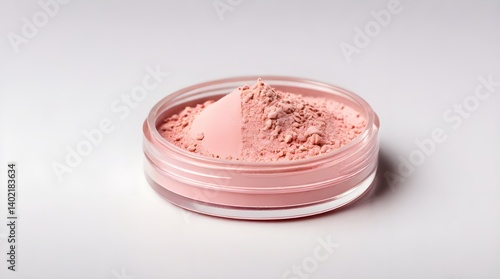 Obraz na płótnie Round pink powdered makeup sample as a cosmetics product.generative.ai w salonie