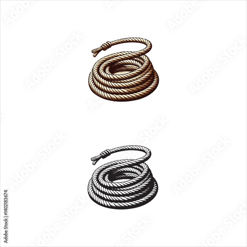 Lasso Clipart – Coiled Rodeo Rope Vector Side View