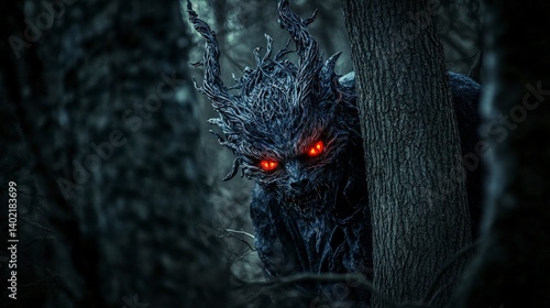 Fantasy art of the fearsome jersey devil close-up in a new jersey forest encounter