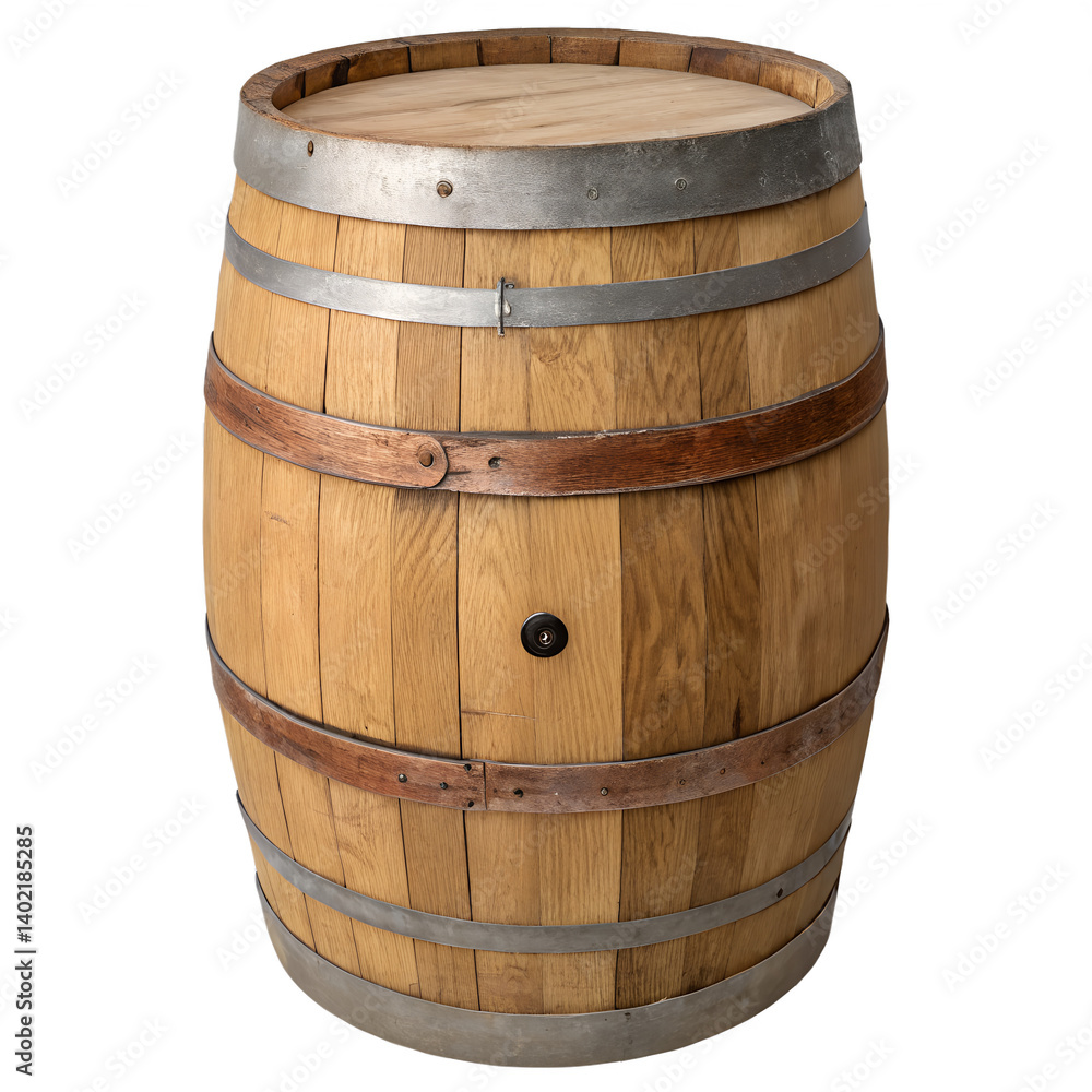 Fototapeta premium Wooden barrel on transparent background