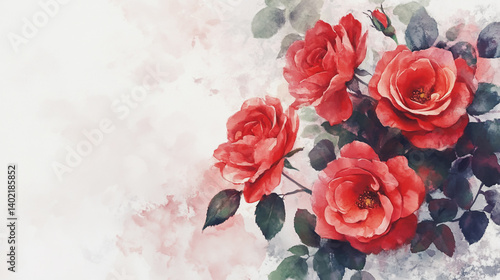 Elegant wedding invitation card background . Minimal hand painted watercolor botanical flowers texture template background. Design for wedding, vip cover, poster, rsvp moderncard.Valentine's Day

