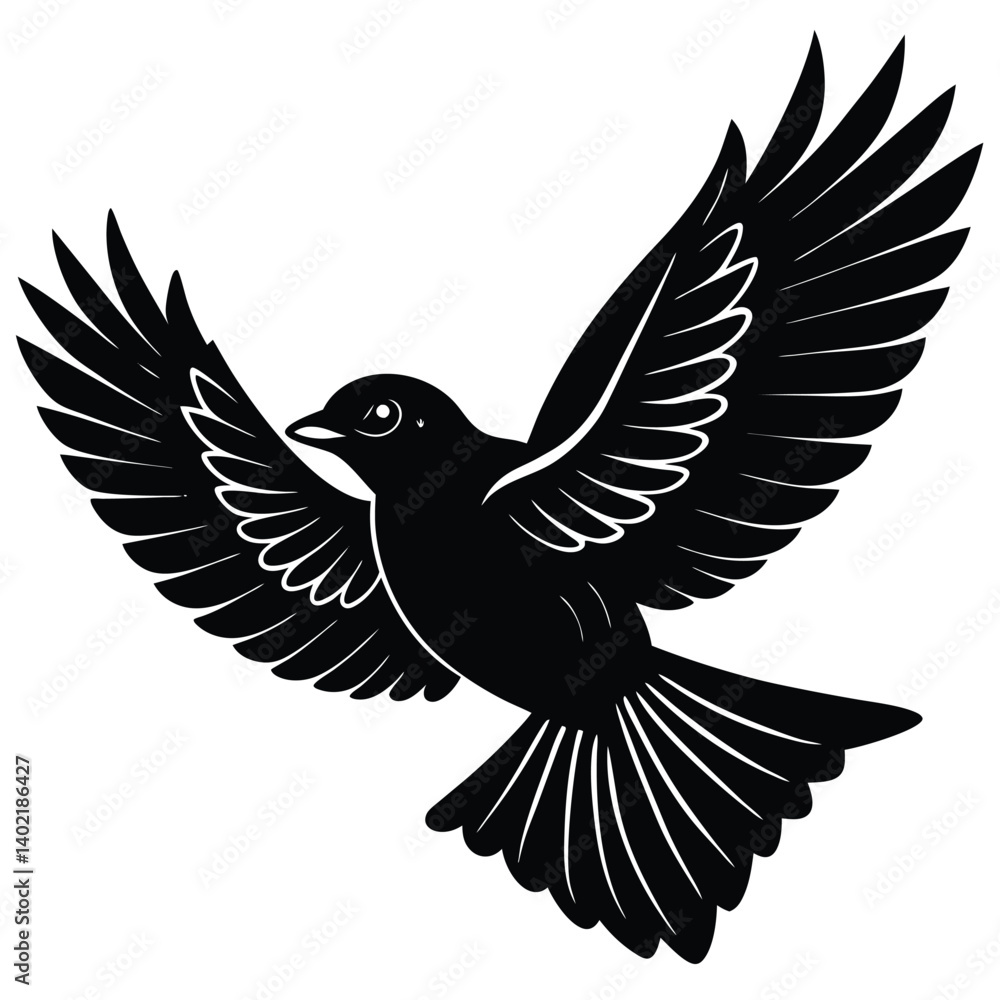 Obraz premium bird in mid flight silhouette.