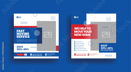 set of editable Social media posts for delivery service and moving service banner, web banners, and social media advertising for express courier delivery service design