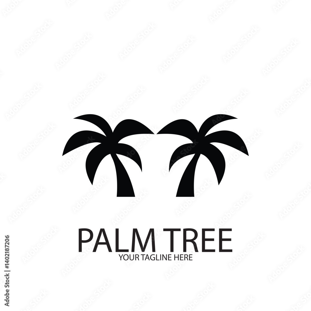Obraz premium Palm tree summer logo template