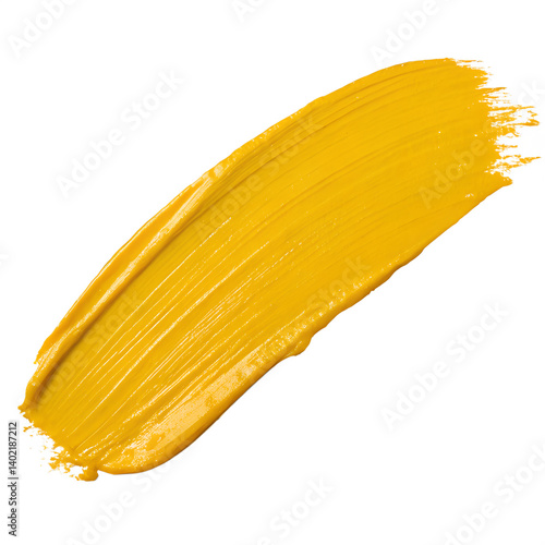 yellow paint stroke on transparent background