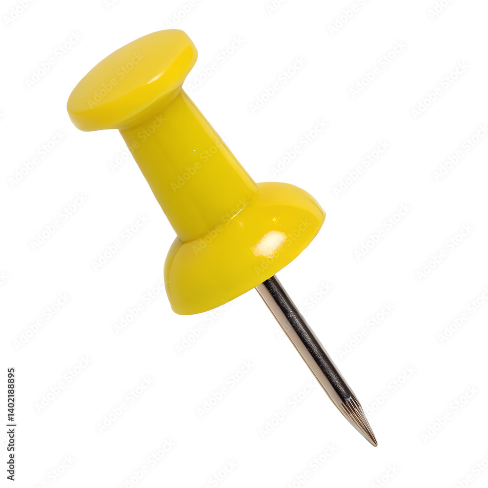Yellow push pin isolated on transparent background Yellow push pin isolated on transparent background