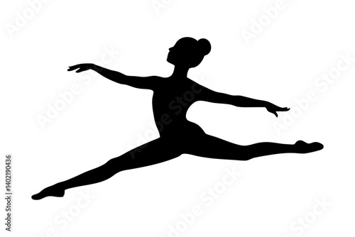 Ballet dancer in split pose vector silhouette