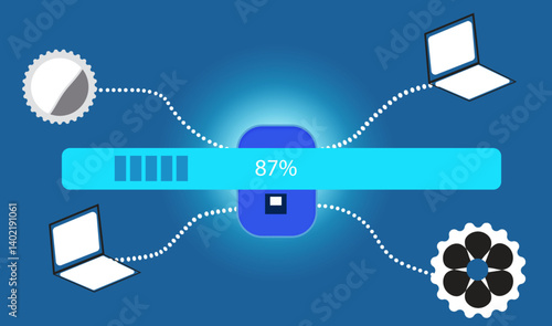 
Software update or operating system upgrade concept. Installing update process, Improved functionality 