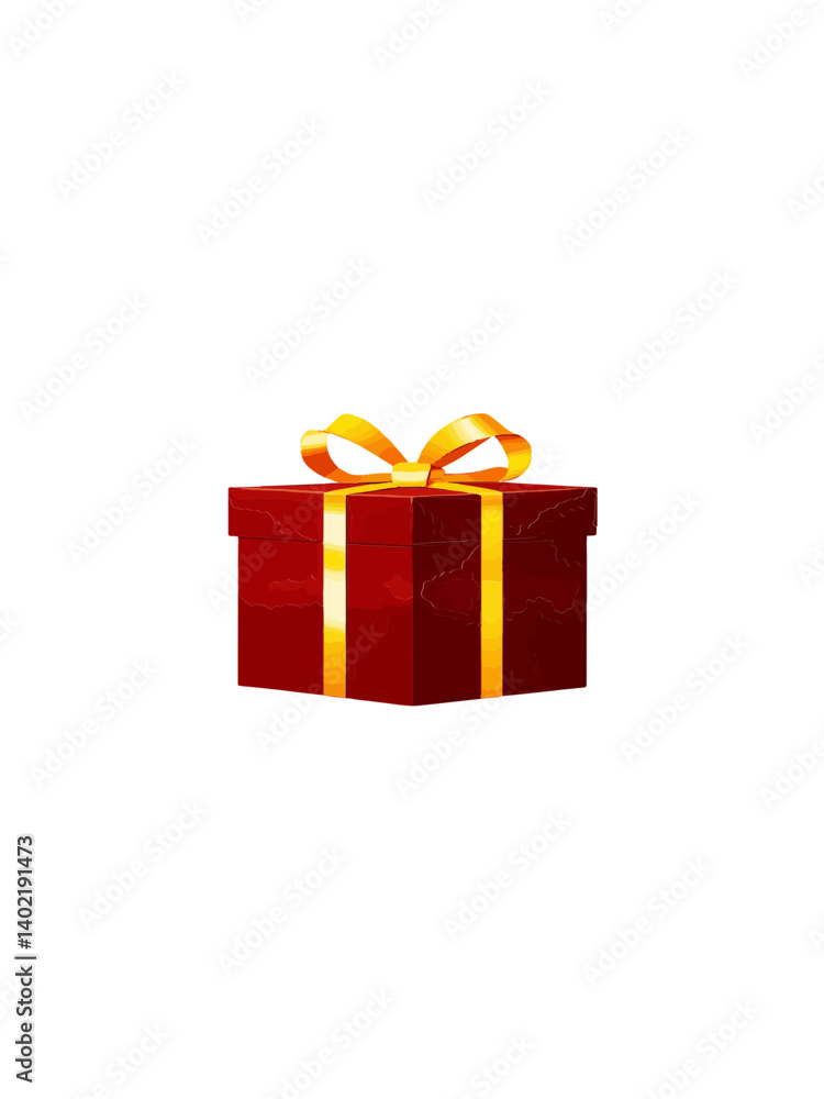 Brown Gift Box Shiny Gold Ribbon Present Isolated, Brown Gift Box Shiny Gold Ribbon Present Isolated,
