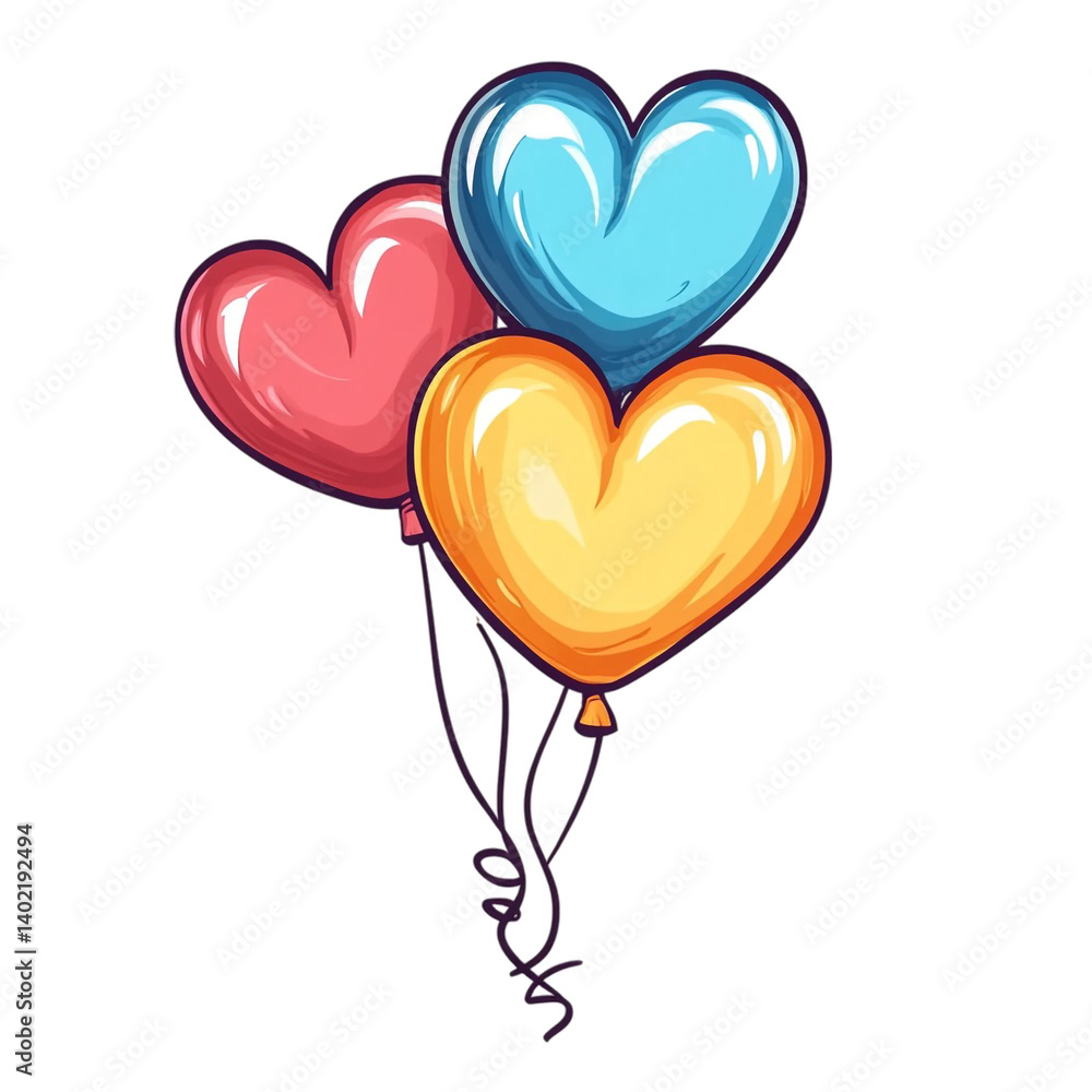 Three heart shaped balloons joyful flight love celebration Three heart shaped balloons joyful flight love celebration