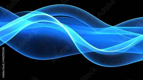 Abstract blue waves flowing gracefully against a black background, creating a serene atmosphere