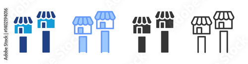 Market Competition icon set multiple style collection