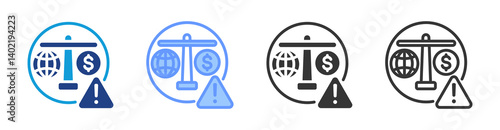Antitrust Violation icon set multiple style collection