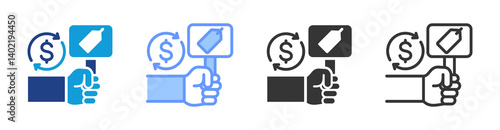 Market Foreclosure icon set multiple style collection