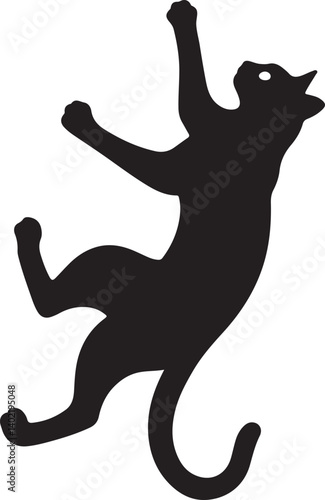Cat Climbing Wall black silhouette vector, black cat silhouette