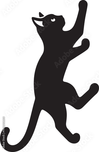 Cat Climbing Wall black silhouette vector, black cat silhouette