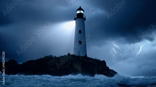 Wallpaper Mural Lighthouse in a Dramatic Night Storm Torontodigital.ca