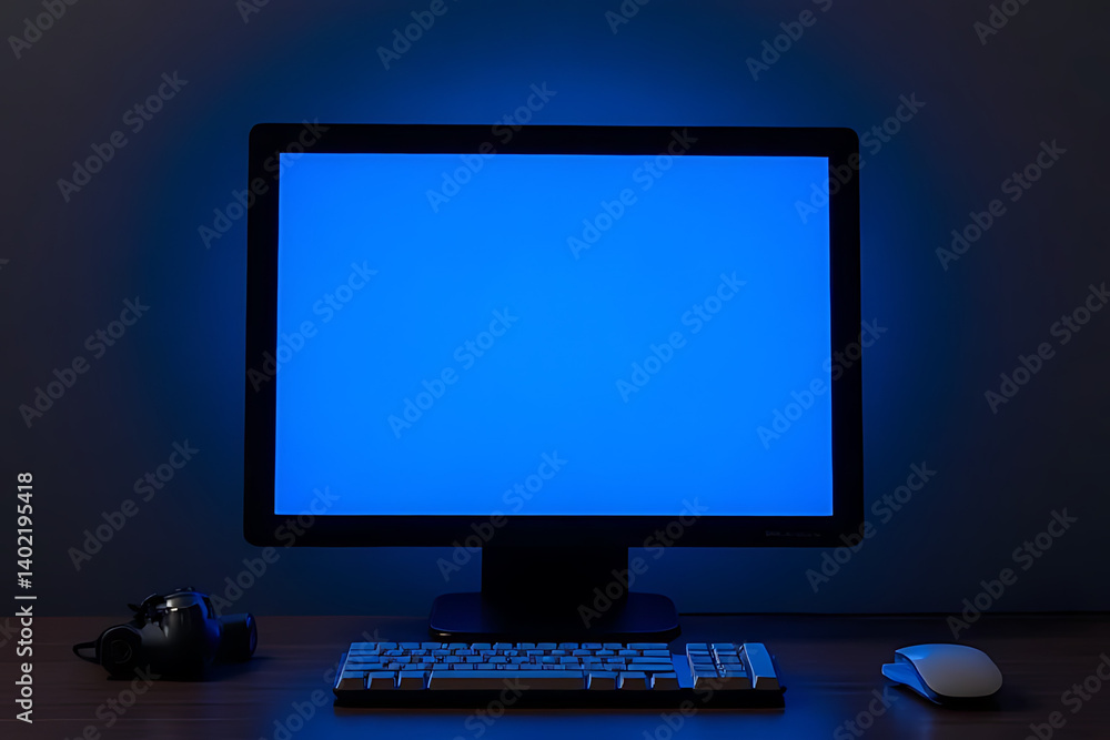 blue screen computer keyboard mouse technology glow blue screen computer keyboard mouse technology glow