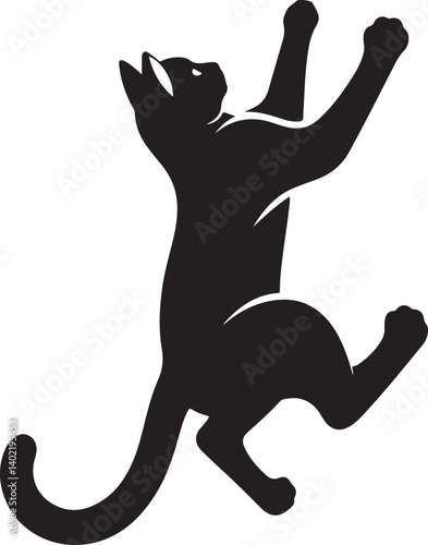 Cat Climbing Wall black silhouette vector, black cat silhouette