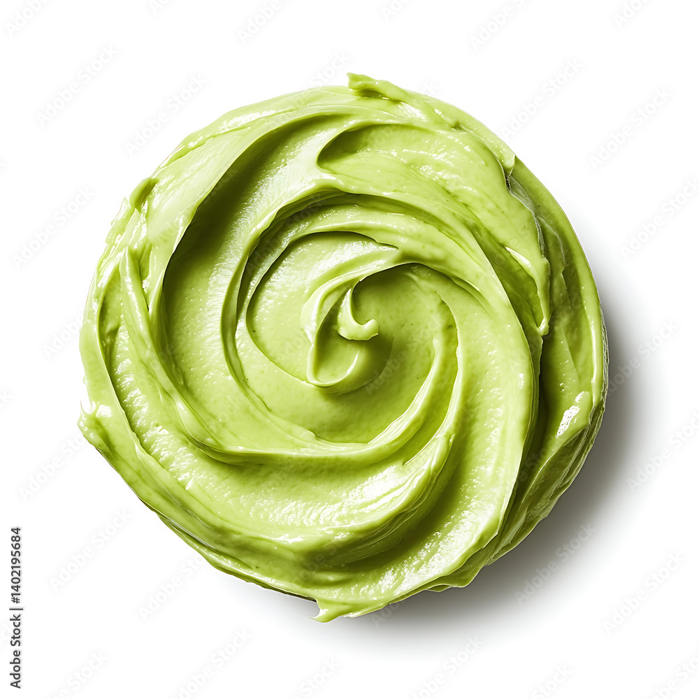 Obraz premium Smooth and creamy avocado mousse with a silky texture and rich flavor, isolated white background, modern art style