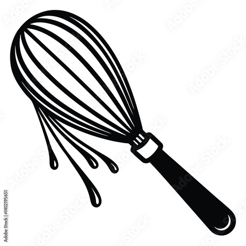 a whisk with batter dripping