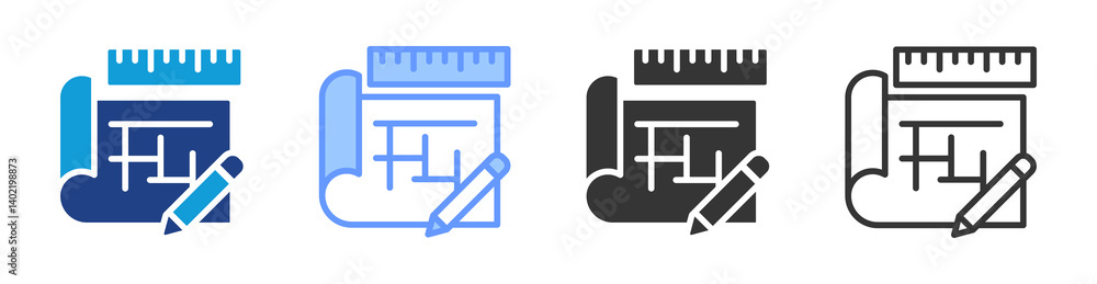 Blueprint icon set multiple style collection Blueprint icon set multiple style collection