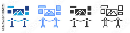 Exhibition Design icon set multiple style collection