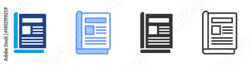 Magazine icon set multiple style collection