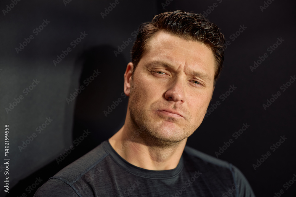 Studio shot of pensive man looking away. Studio shot of pensive man looking away.