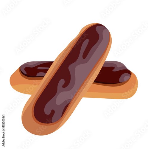 Chocolate Eclair Biscuit Illustration Isolated on White Background