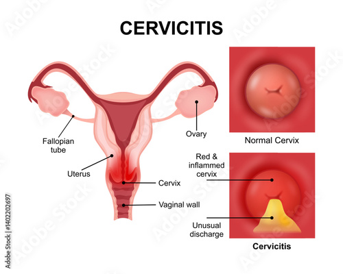 Cervicitis Inflammed cervix infections illustration