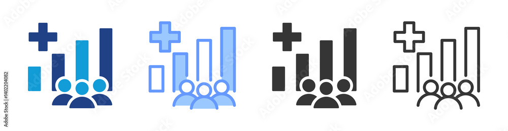 Obraz premium Population Explosion icon set multiple style collection