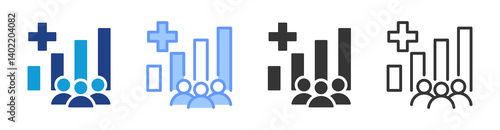 Population Explosion icon set multiple style collection