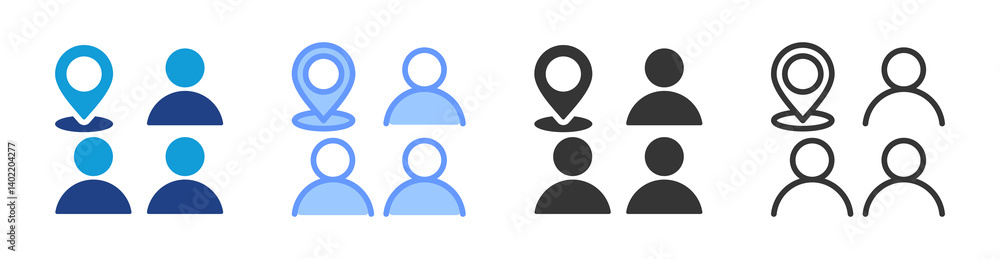 Population Distribution icon set multiple style collection Population Distribution icon set multiple style collection