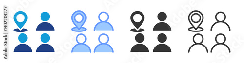 Population Distribution icon set multiple style collection