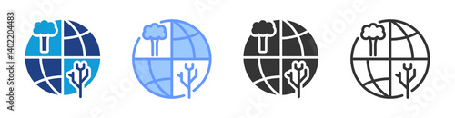Environmental Impact icon set multiple style collection